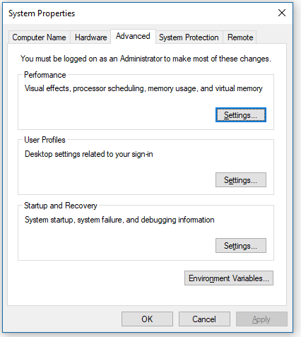 Select Environment Variables