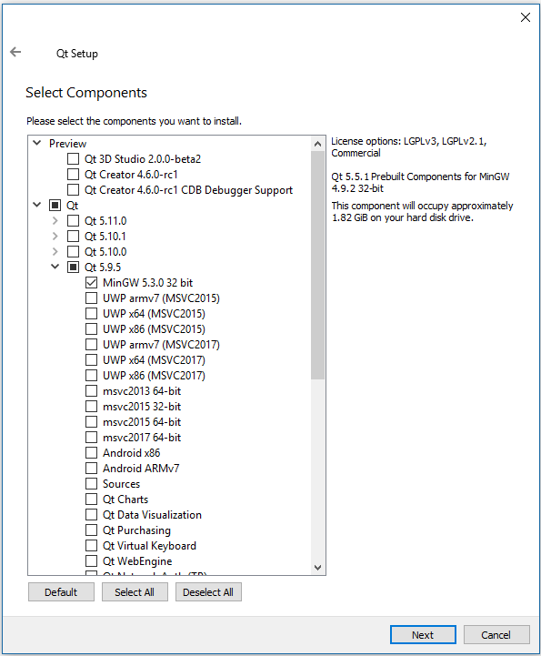 Qt 5.9.5 Components